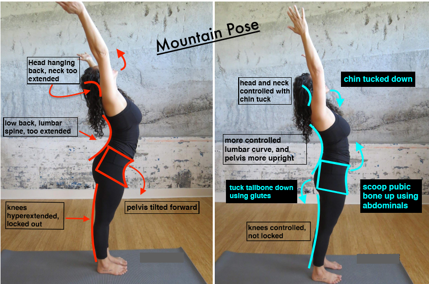 Yoga poses for upper back stretches in flat design